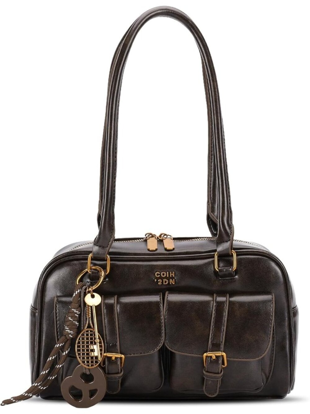 Women's Coffee Y2k Shoulder Handbags Multiple Pockets Retro Trendy Designer Bag